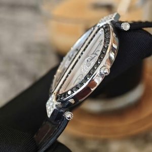 THE ROYAL DIAMOND DOUBLE BA 218 LADY WRISTWATCH 18K WHITE GOLD BLACK & WHITE DIAMONDS 5