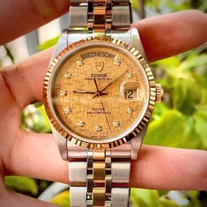 Tudor Prince Date Day Diamond Demi 18k Champagne Dial 36mm 2