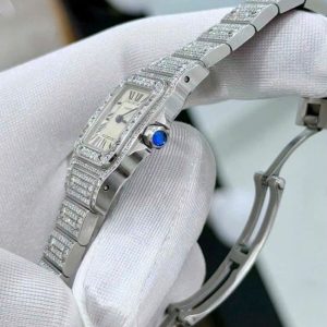 Cartier Santos Galbee độ full kim cương 4