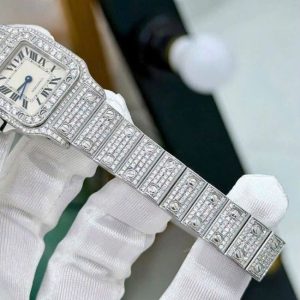 Cartier Santos Galbee độ full kim cương 5