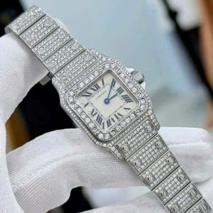 Cartier Santos Galbee độ full kim cương 6