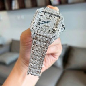 Cartier Santos Size L Up full Diamond 4