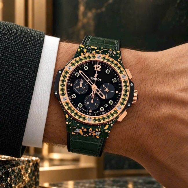 Hublot Big Bang Gold Linen Green Limited Edition 200 41mm 4 Hublot Big Bang Gold Linen Green Limited Edition 200 41mm 4