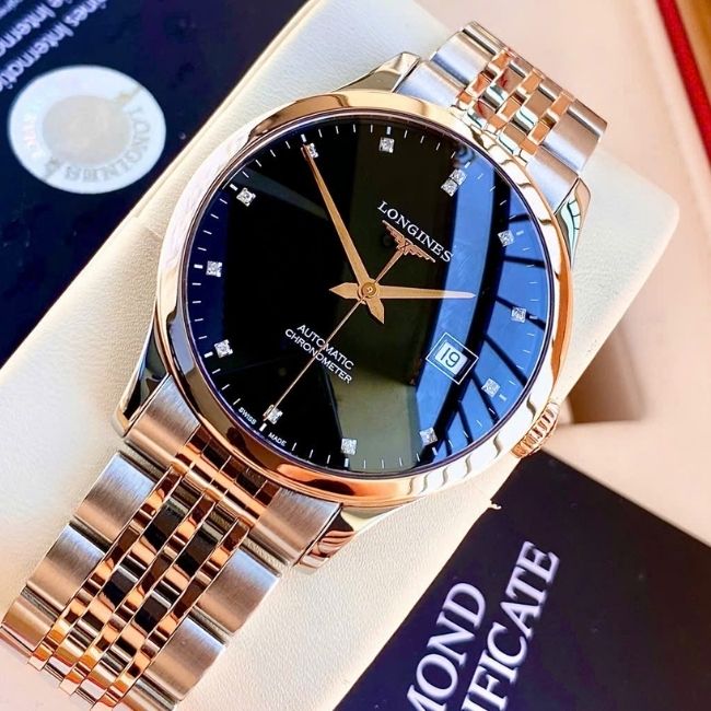 Longines Record Black Diamond Demi 18k 1 Longines Record Black Diamond Demi 18k 1