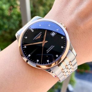 Longines Record Black Diamond Demi 18k 7