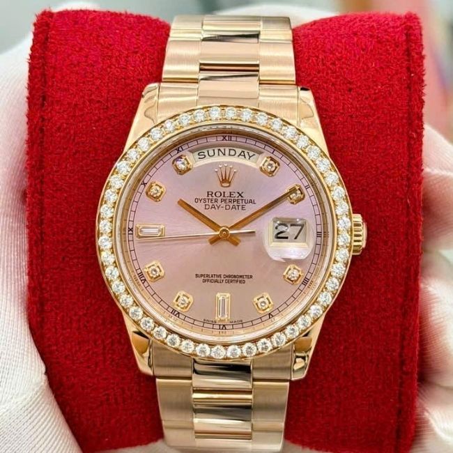 Rolex 118205 Custom Diamond Dial Pink 18K Rose 1 Rolex 118205 Custom Diamond Dial Pink 18K Rose 1