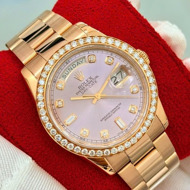 Rolex 118205 Custom Diamond Dial Pink 18K Rose 3 Rolex 118205 Custom Diamond Dial Pink 18K Rose 3