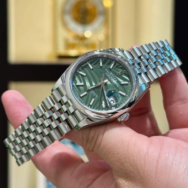 Rolex 126200 36mm Lá Cọ Olive Green Palm Motif 4 Rolex 126200 36mm Lá Cọ Olive Green Palm Motif 4