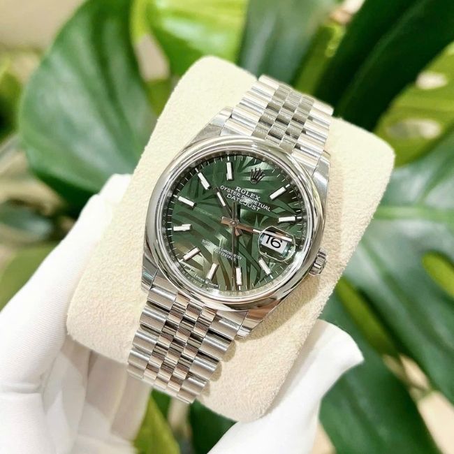 Rolex 126200 36mm Lá Cọ Olive Green Palm Motif 6 Rolex 126200 36mm Lá Cọ Olive Green Palm Motif 6