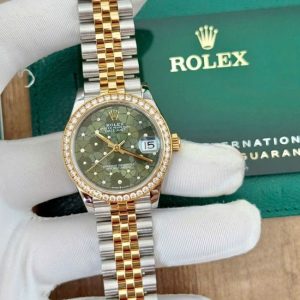 Rolex 278383 Olive Green Floral Jubilee 31mm Yellow vành kim zin 1