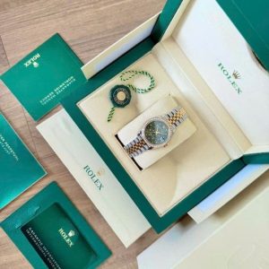 Rolex 278383 Olive Green Floral Jubilee 31mm Yellow vành kim zin 2