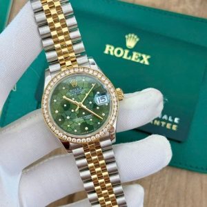 Rolex 278383 Olive Green Floral Jubilee 31mm Yellow vành kim zin 3