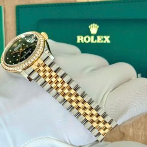 Rolex 278383 Olive Green Floral Jubilee 31mm Yellow vành kim zin 4