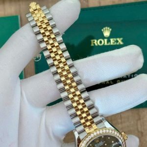Rolex 278383 Olive Green Floral Jubilee 31mm Yellow vành kim zin 5