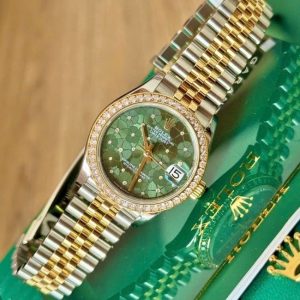 Rolex 278383 Olive Green Floral Jubilee 31mm Yellow vành kim zin 8