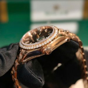 Rolex 279165 độ niềng kim cương Dial Brown Full Vàng 18k 8