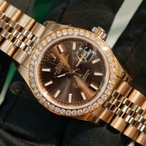 Rolex 279165 độ niềng kim cương Dial Brown Full Vàng 18k 9