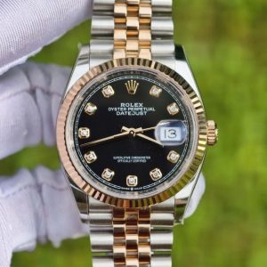 Rolex Datejust 126231 mặt đen cọc kim cương 8