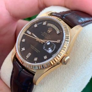 Rolex Day Date 5 số 18238 choco Diamond Vàng đúc 18k 3