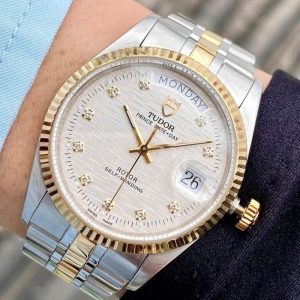 Tudor Prince Day Date 76213 Dial vân lụa - Demi vàng 18k Diamond 1