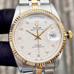 Tudor Prince Day Date 76213 Dial vân lụa - Demi vàng 18k Diamond 2